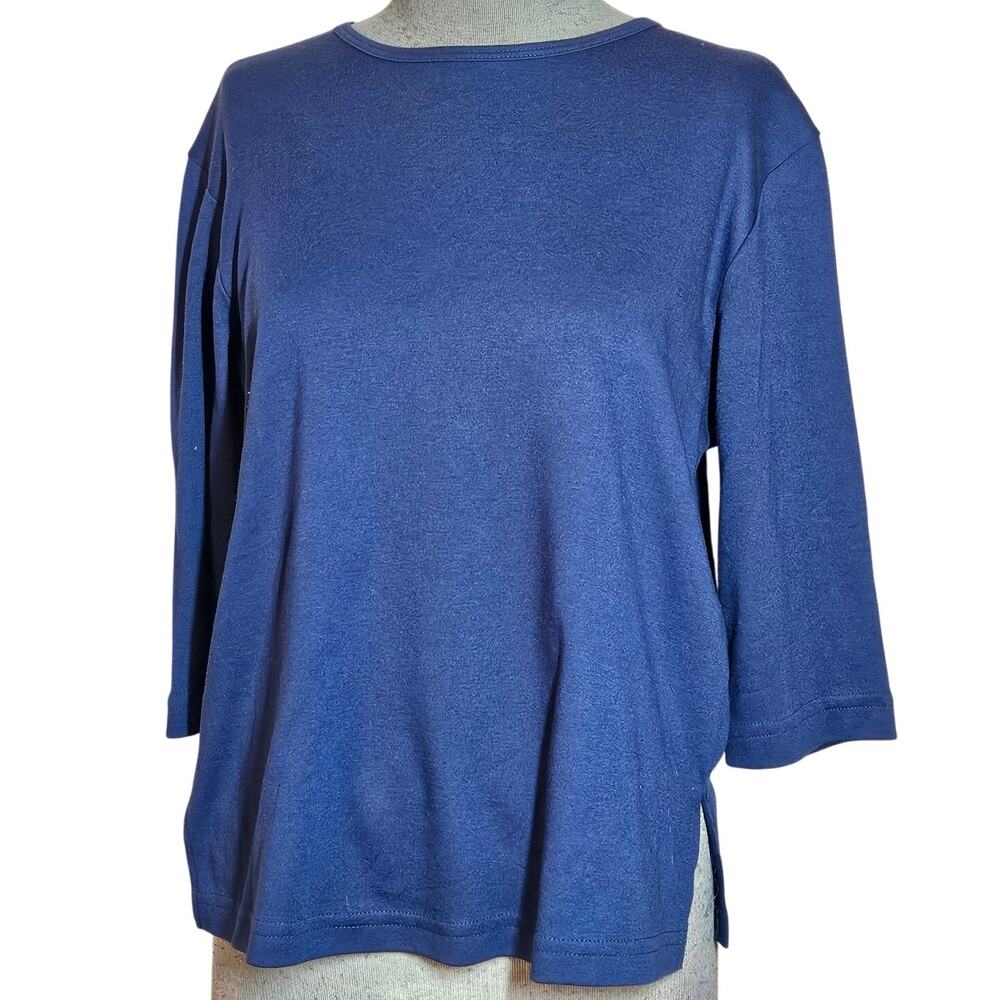 Navy Blue Cotton Blend Tee Size Small